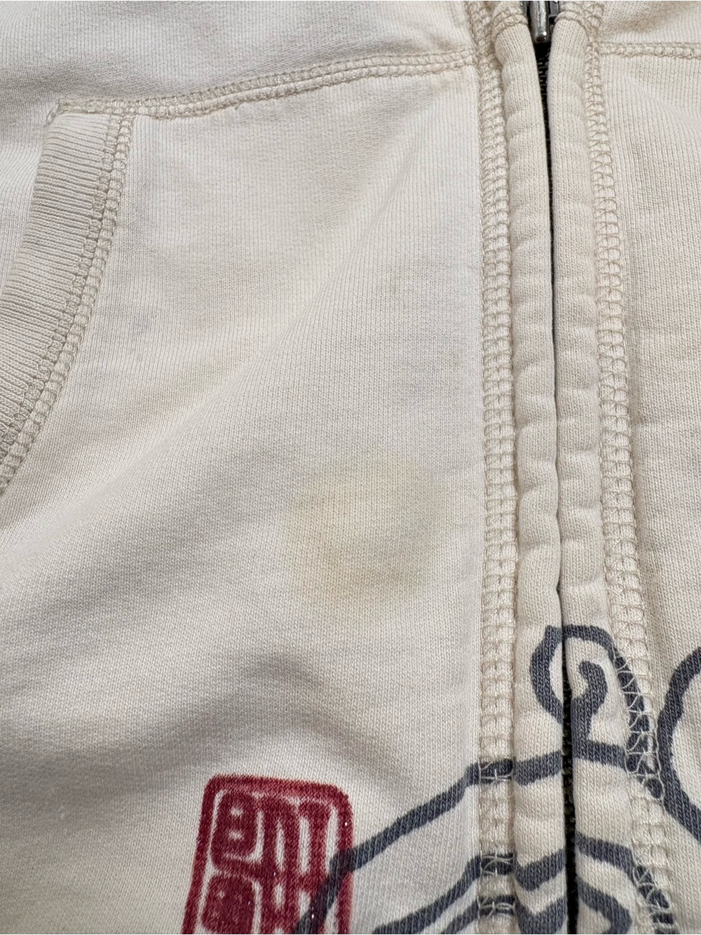 LUCKY BRAND Vintage Y2K Asian Embroidered Glitter Dragon Zip Hoodie Jacket L - Picture 7 of 16